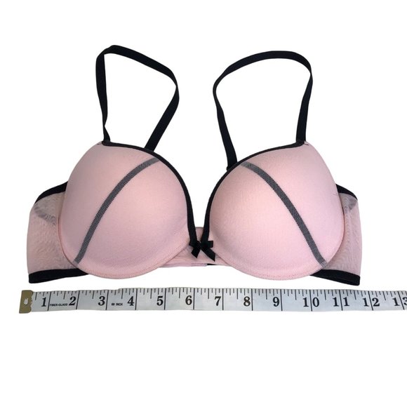 Maidenform Pink Mesh Bra Size 34B Padded Plunge Underwire October Breast Cancer - Picture 4 of 6